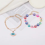 Colorful Evil Eye Beaded Anklet Chain 2pcs/set