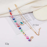 Colorful Evil Eye Beaded Anklet Chain 2pcs/set