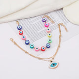 Colorful Evil Eye Beaded Anklet Chain 2pcs/set