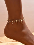 Bohemian Rhinestone Key Pendant Anklet Beach Chain Anklets