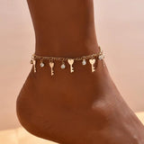 Bohemian Rhinestone Key Pendant Anklet Beach Chain Anklets