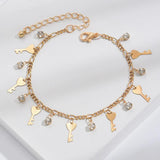 Bohemian Rhinestone Key Pendant Anklet Beach Chain Anklets