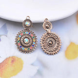 10pcs Alloy Antique Round Rhinestone Charms Earrings