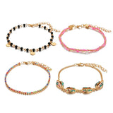 Bohemian Shell Bead Anklets with Clear Crystal Stone Rope