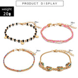 Bohemian Shell Bead Anklets with Clear Crystal Stone Rope
