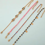 Bohemian Shell Bead Anklets with Clear Crystal Stone Rope