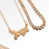 Crystal Tennis Chain Anklets Silver Metal Angel Letter Bracelet