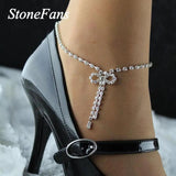 Stonefans Boho Butterfly Tie Bow Foot Chain Initial Rhinestone Anklet
