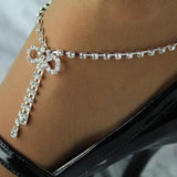 Stonefans Boho Butterfly Tie Bow Foot Chain Initial Rhinestone Anklet