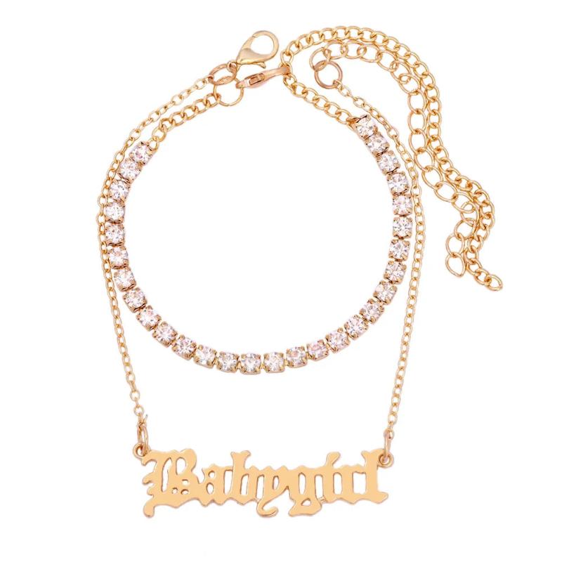 Rhinestone Tennis Chain Anklet for Women