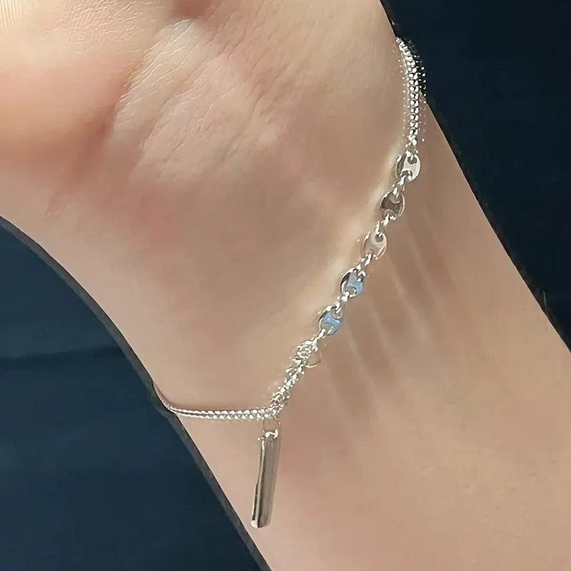 Silver Plated Geometric Rectangle Bracelet For Women