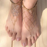 Golden Crystal Beads Anklet Sexy Toe Jewelry Gift