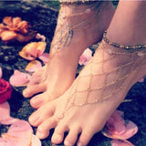 Golden Crystal Beads Anklet Sexy Toe Jewelry Gift
