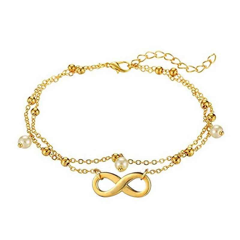 Minimalist Stainless Steel Pearl Anklet Layer Beach Jewelry
