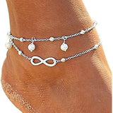 Minimalist Stainless Steel Pearl Anklet Layer Beach Jewelry