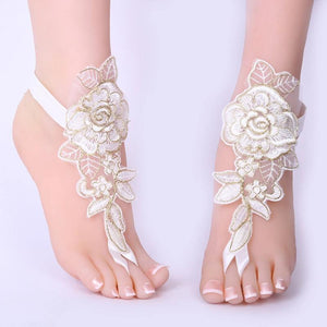 Foot Chain Lace Ankle Bracelet Bridal Beach Wedding Barefoot Sandals Women
