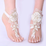 Foot Chain Lace Ankle Bracelet Bridal Beach Wedding Barefoot Sandals Women