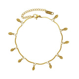 Stainless Steel Leaf Pendant Anklets Boho Women Foot Chain Leg Jewelry