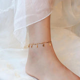 Stainless Steel Leaf Pendant Anklets Boho Women Foot Chain Leg Jewelry