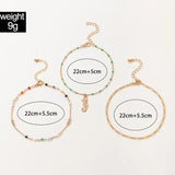 Docona Bohemian Green Bead String Seahorse Pendant Anklet Set
