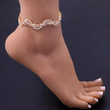 Micro Inlaid Twisted Wave Anklet Rhinestone Beach Foot Ornaments
