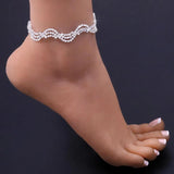 Micro Inlaid Twisted Wave Anklet Rhinestone Beach Foot Ornaments
