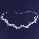 Micro Inlaid Twisted Wave Anklet Rhinestone Beach Foot Ornaments