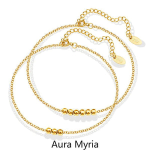 Golden Beads Charm Anklet Stainless Steel Chain Barefoot Summer Beach Jewelry