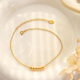 Golden Beads Charm Anklet Stainless Steel Chain Barefoot Summer Beach Jewelry
