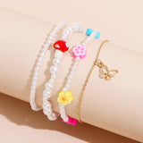 4pcs Pearls Anklet Set Rhinestone Chain Combination Pretty Jewelry