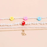 4pcs Pearls Anklet Set Rhinestone Chain Combination Pretty Jewelry