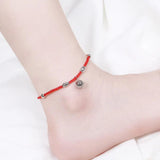 Red Rope Bell Anklets For Women Good Luck Foot Chain Jewelry