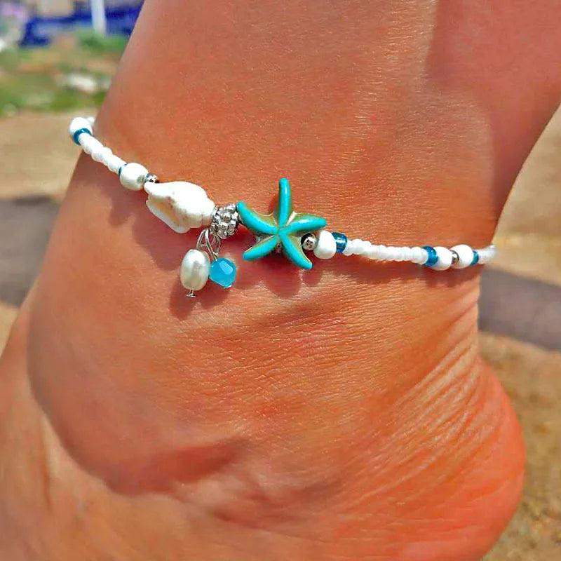 Vintage Layer Women Foot Chain Heart Starfish Pendant Women Anklet