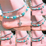 Vintage Layer Women Foot Chain Heart Starfish Pendant Women Anklet