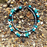 Vintage Layer Women Foot Chain Heart Starfish Pendant Women Anklet
