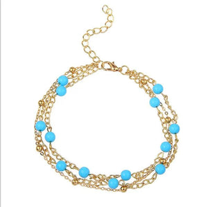 Layered Bead Chain Anklets Ankle Bracelet Foot Jewelry Accessories