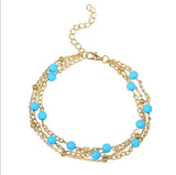 Layered Bead Chain Anklets Ankle Bracelet Foot Jewelry Accessories