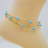 Layered Bead Chain Anklets Ankle Bracelet Foot Jewelry Accessories