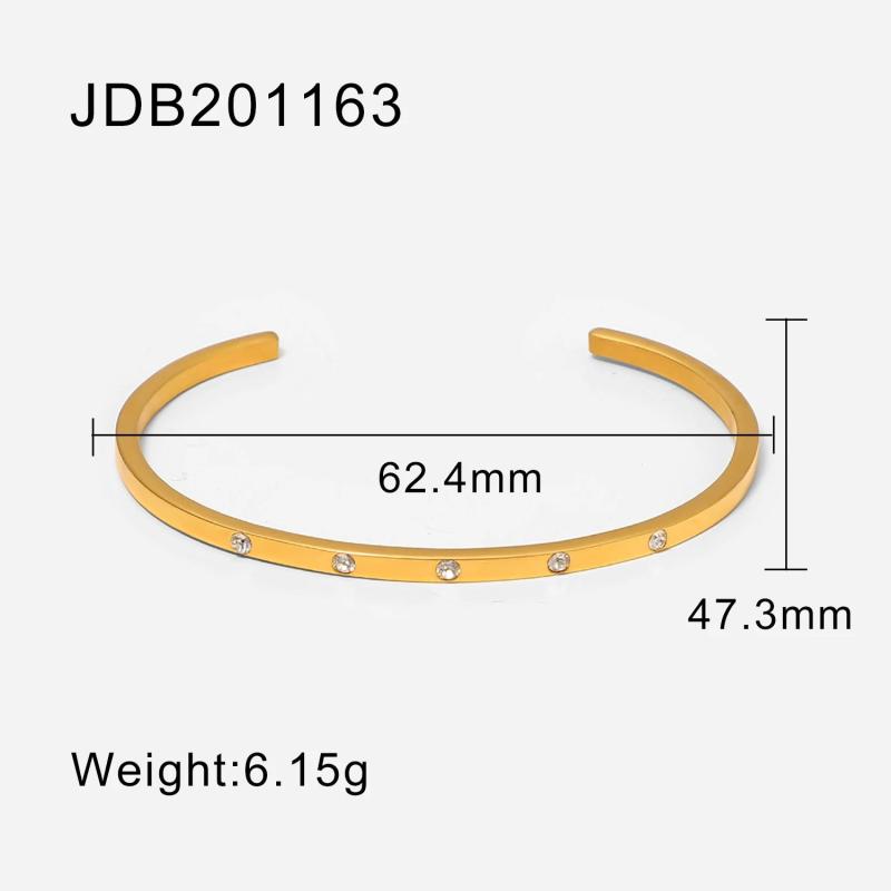 18K Plated Stainless Steel CZ Opening Bracelet for Women