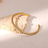 18K Plated Stainless Steel CZ Opening Bracelet for Women