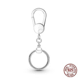 925 Sterling Silver Bag Charm Holder Key Ring Set for Women