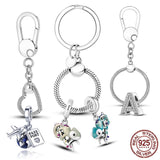 925 Sterling Silver Bag Charm Holder Key Ring Set for Women