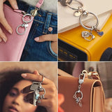 925 Sterling Silver Bag Charm Holder Key Ring Set for Women