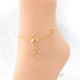 316L Stainless Steel Butterfly Charm Anklet Zircon Chain Women Beach Jewelry