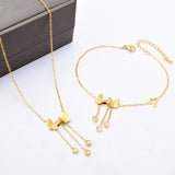 316L Stainless Steel Butterfly Charm Anklet Zircon Chain Women Beach Jewelry
