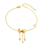 316L Stainless Steel Butterfly Charm Anklet Zircon Chain Women Beach Jewelry