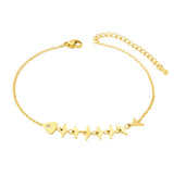 316L Stainless Steel Fish Bone Charm Chain Anklet Women Fine Jewelry Beach