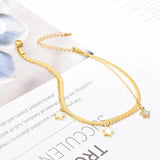 Double Flat Snake Chain Star Shell Anklets For Women