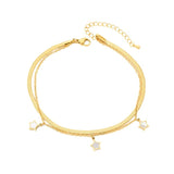 Double Flat Snake Chain Star Shell Anklets For Women