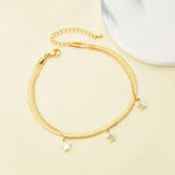 Double Flat Snake Chain Star Shell Anklets For Women